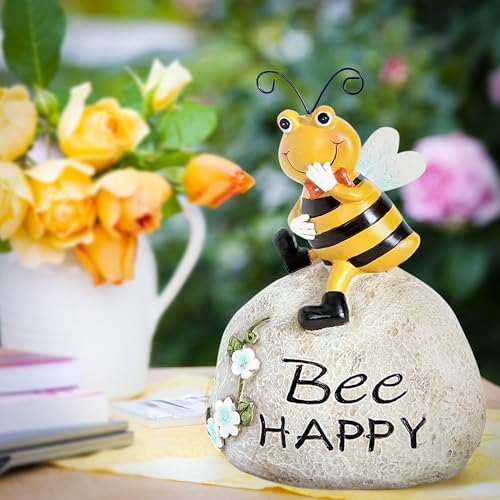 Smadeer Garden Decor Bee Outdoor Statues Sculpture Bumblebee Figurine for Patio Lawn Porch Yard Backyard Honey Bees for Insect Lovers Gifts Garden Ornaments for Home Decor Spring Summer - Image 1