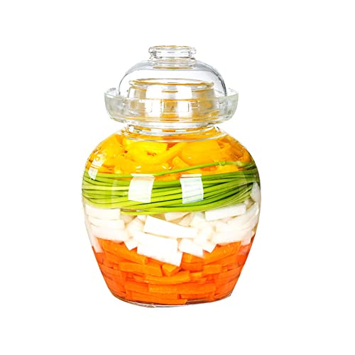 Haeljard 1.5L Glass Jar with Lid Fermentation Jar, Traditional Fermenting Kit Crock with Water Seal Airlock Lid, Pickle Jar for Pickles Kimchi, Sauerkraut, Wine Brewing Kombucha - Image 1