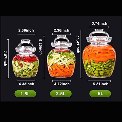 Haeljard 1.5L Glass Jar with Lid Fermentation Jar, Traditional Fermenting Kit Crock with Water Seal Airlock Lid, Pickle Jar for Pickles Kimchi, Sauerkraut, Wine Brewing Kombucha - Image 5