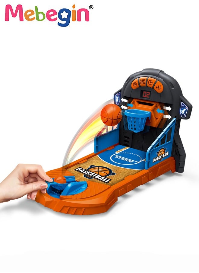 MEBEGIN Mini Basketball Toy Set with Counting Screen, Creative Tabletop Basketball Shooting Game, Stress Relief Board Game, Nice for Tabletop Games and Basketball-themed Party, Ideal Gift for Kids Aged 4+, 3 AA Batteries Required(Not Included)  - Image 1