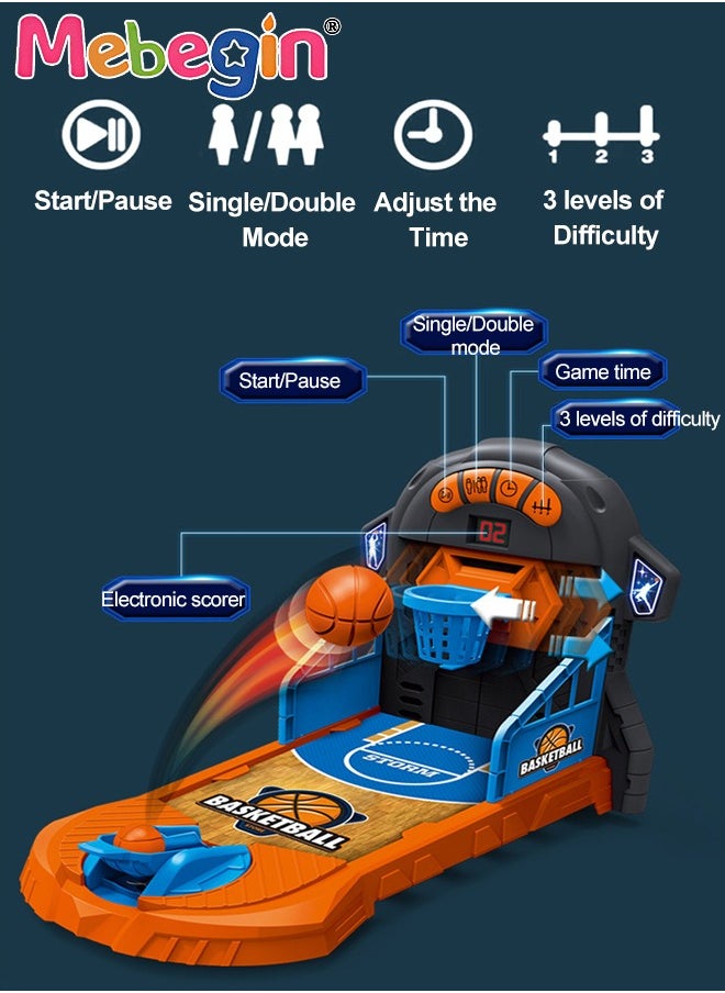 MEBEGIN Mini Basketball Toy Set with Counting Screen, Creative Tabletop Basketball Shooting Game, Stress Relief Board Game, Nice for Tabletop Games and Basketball-themed Party, Ideal Gift for Kids Aged 4+, 3 AA Batteries Required(Not Included)  - Image 3