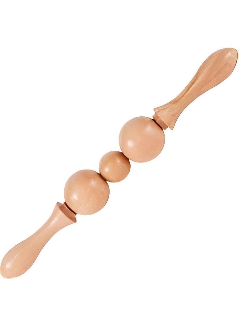 أداة مساج خشبية صغيرة محمولة بثلاث كرات ناعمة للتدليك العميق، تساعد على تخفيف الصلابة وتحسين الدورة والاسترخاء، مثالية لاستخدام الجسم بالكامل في المنزل أو المكتب أو أثناء السفر - Image 1