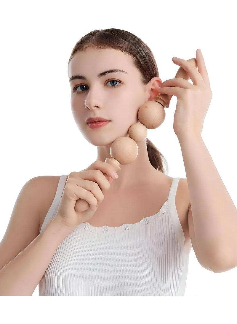 أداة مساج خشبية صغيرة محمولة بثلاث كرات ناعمة للتدليك العميق، تساعد على تخفيف الصلابة وتحسين الدورة والاسترخاء، مثالية لاستخدام الجسم بالكامل في المنزل أو المكتب أو أثناء السفر - Image 2