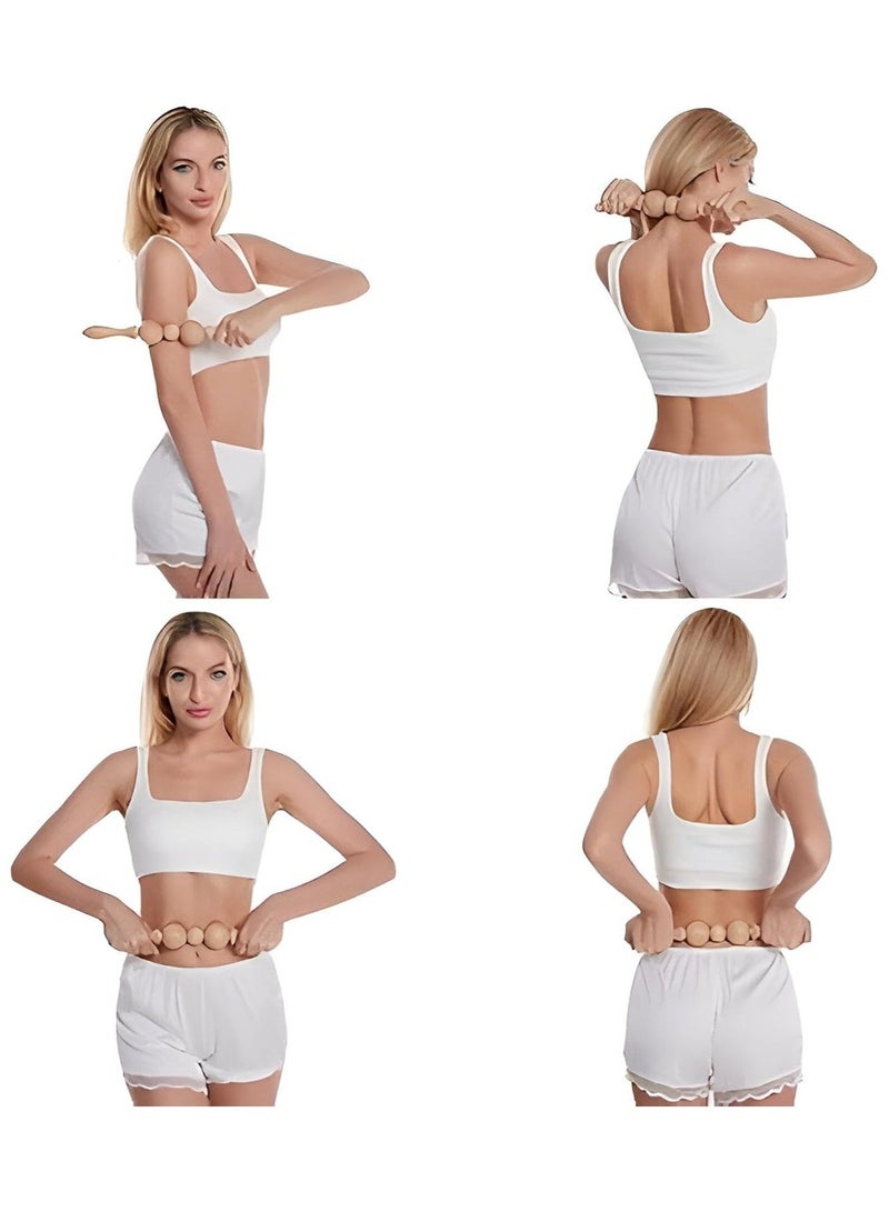 أداة مساج خشبية صغيرة محمولة بثلاث كرات ناعمة للتدليك العميق، تساعد على تخفيف الصلابة وتحسين الدورة والاسترخاء، مثالية لاستخدام الجسم بالكامل في المنزل أو المكتب أو أثناء السفر - Image 3