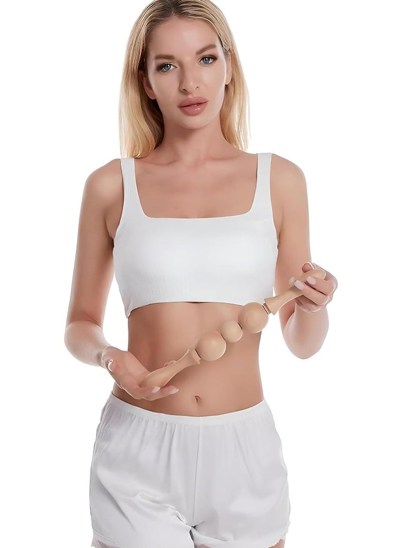 أداة مساج خشبية صغيرة محمولة بثلاث كرات ناعمة للتدليك العميق، تساعد على تخفيف الصلابة وتحسين الدورة والاسترخاء، مثالية لاستخدام الجسم بالكامل في المنزل أو المكتب أو أثناء السفر - Image 5