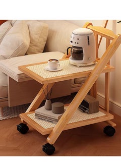 Generic FFD 2-Tier Sofa & End Table with Wheels Wooden Frame, Multifunctional Storage Side Table for Dining Room, Flower Shop, Balcony,50x32x57cm  - Image 1