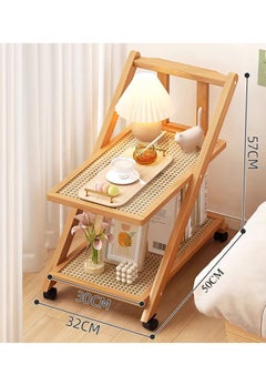 Generic FFD 2-Tier Sofa & End Table with Wheels Wooden Frame, Multifunctional Storage Side Table for Dining Room, Flower Shop, Balcony,50x32x57cm  - Image 2