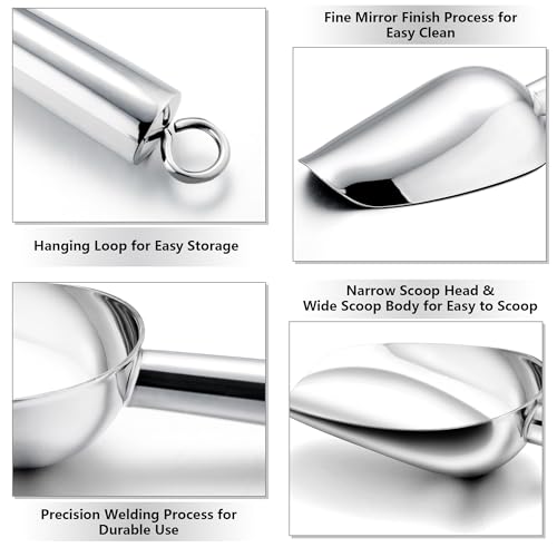 TeamFar Mini Ice Scoop, 3oz Stainless Steel Canister Small Ice Candy Scoop for Kitchen Dispenser Buffet Jars, Healthy & Sturdy, Multi-use & Mirror Finish, Dishwasher Safe-4 PCS - Image 3