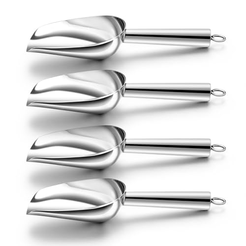 TeamFar Mini Ice Scoop, 3oz Stainless Steel Canister Small Ice Candy Scoop for Kitchen Dispenser Buffet Jars, Healthy & Sturdy, Multi-use & Mirror Finish, Dishwasher Safe-4 PCS - Image 1