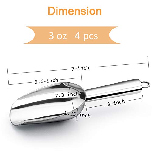 TeamFar Mini Ice Scoop, 3oz Stainless Steel Canister Small Ice Candy Scoop for Kitchen Dispenser Buffet Jars, Healthy & Sturdy, Multi-use & Mirror Finish, Dishwasher Safe-4 PCS - Image 2