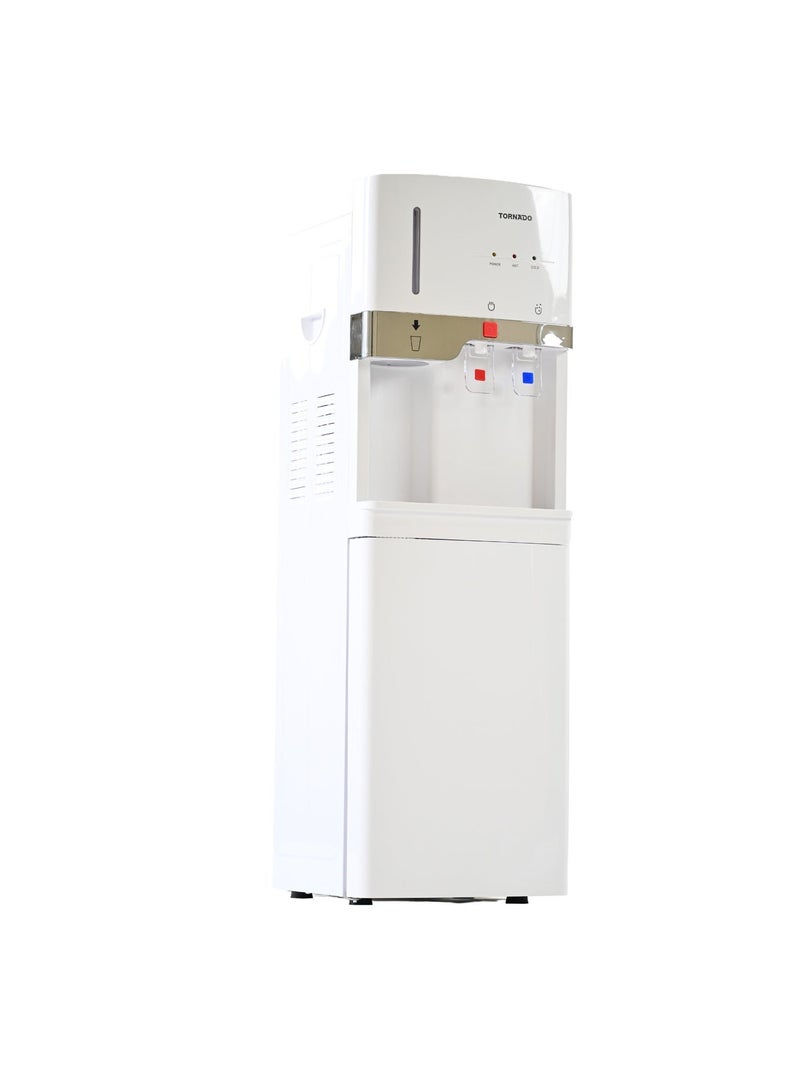 TORNADO Top Loading Water Dispenser with Bottom Cabinet & Cup Holder, Hot & Cold 2 Taps, Stainless Steel Tank, Child Safety Lock, Overheat Protection, Freestanding, White - TWD-L3CHE-W - 1-Year Free Warranty - Image 4
