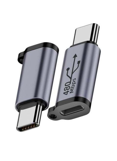 2 حزمة من محول لايتنينج إلى USB C، أسود، للشحن والبيانات، متوافق مع الأجهزة من النوع C