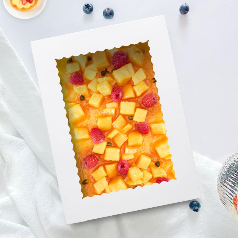 Mefleet 25pcs 14x10x4 Rectangle Cake Boxes with Window - Quarter Sheet Bakery Boxes for Donuts, Cookies, Cupcakes, Pastry Baking Pie Treat Packaging White Large - Image 4
