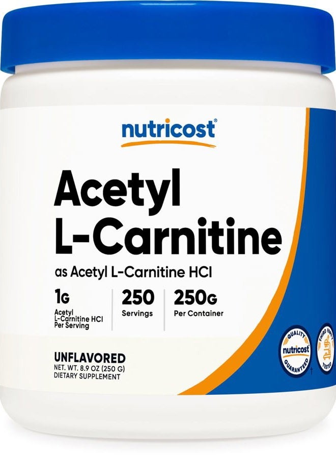 Nutricost أسيتيل L-كارنيتين (ALCAR) 250 جرام مسحوق - 1 جرام لكل حصة - 250 حصة - Image 1