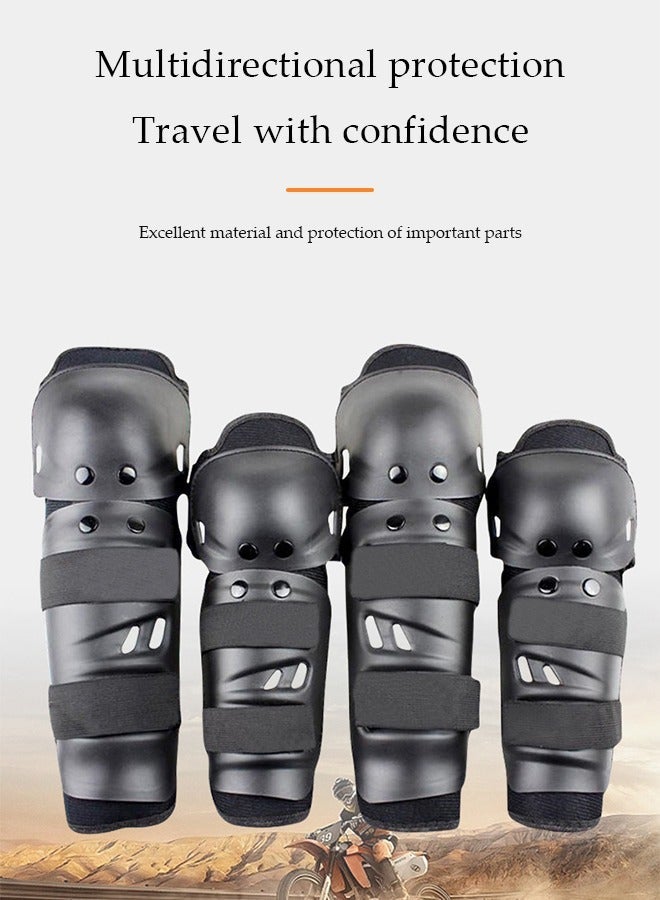 DUNISO 4 Pieces of Adjustable Motorcycle Knee And Elbow Guard Set, motorcycle protective equipment, anti collision, anti fall and wear resistant, suitable for motorcycle off road bicycles, black - Image 3