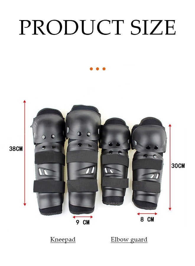 DUNISO 4 Pieces of Adjustable Motorcycle Knee And Elbow Guard Set, motorcycle protective equipment, anti collision, anti fall and wear resistant, suitable for motorcycle off road bicycles, black - Image 2
