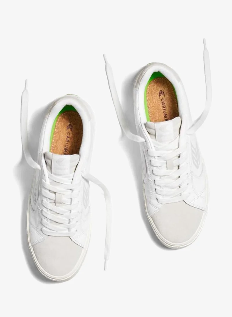 Cariuma  SALVAS White Premium Leather Vintage White Suede Ice Logo Sneaker  | Best Price UAE