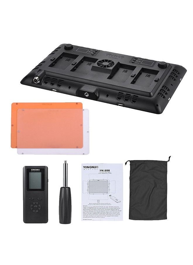 YONGNUO YN1200 Pro LED Video Light 5500K/5600K Photography and Video Recording Fill Light w/ 2Pcs CT Filters & Remote Controller Adjustable Brightness CRI≥95 Support APP Remote Control Studio Lighting