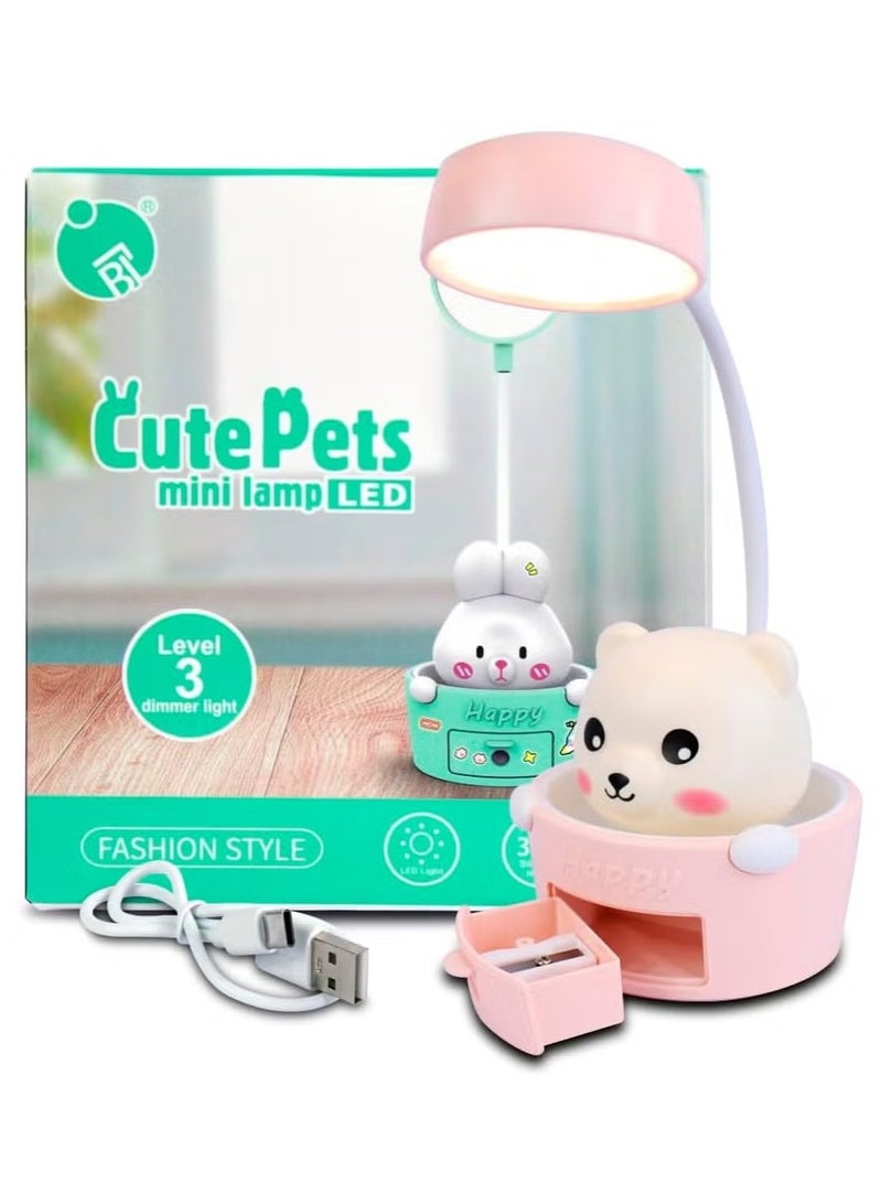 Desk lamp for studying and reading with built-in sharpener and cute bear design for kids  - Image 1
