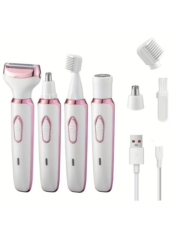 Texture Paris 4-In-1 Rechargeable Women'S Electric Shaver Set with Hair Trimmer, Nose Hair Remover, Eyebrow Shaper, And Underarm Hair Trimmer for Bikini Legs, Body, Face, And Underarms. Hair Removal Kit | Stylish Shaver Set | Compact Design - Image 1