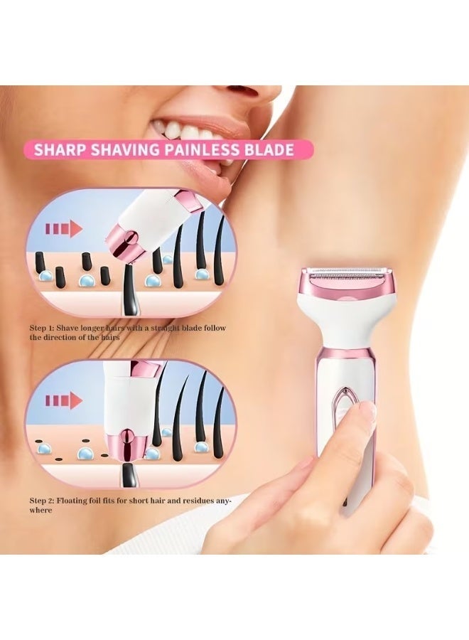 Texture Paris 4-In-1 Rechargeable Women'S Electric Shaver Set with Hair Trimmer, Nose Hair Remover, Eyebrow Shaper, And Underarm Hair Trimmer for Bikini Legs, Body, Face, And Underarms. Hair Removal Kit | Stylish Shaver Set | Compact Design - Image 3