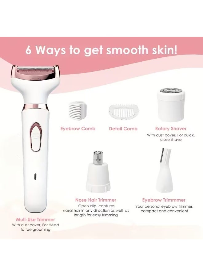 Texture Paris 4-In-1 Rechargeable Women'S Electric Shaver Set with Hair Trimmer, Nose Hair Remover, Eyebrow Shaper, And Underarm Hair Trimmer for Bikini Legs, Body, Face, And Underarms. Hair Removal Kit | Stylish Shaver Set | Compact Design - Image 2