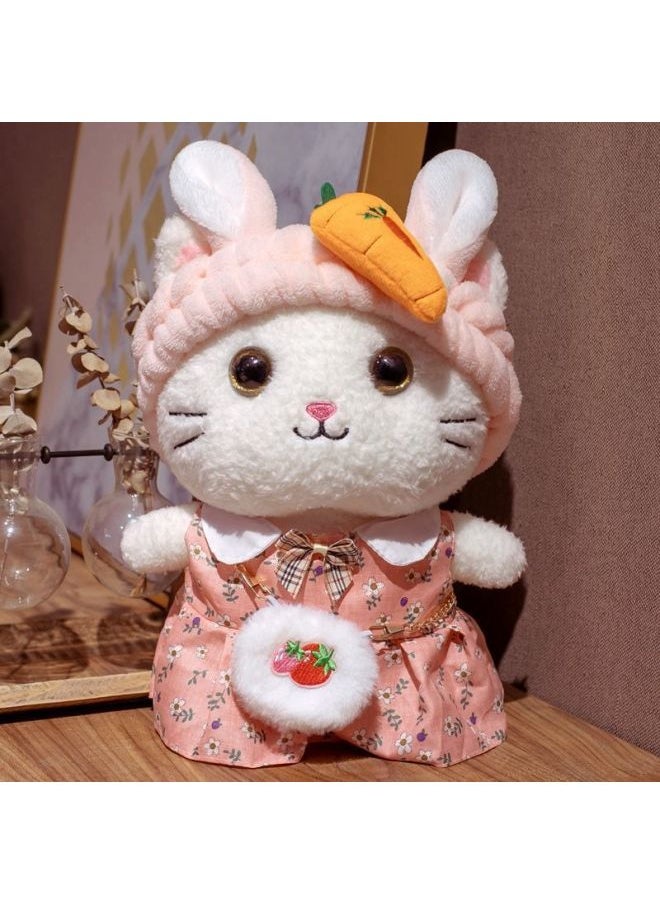 Generic - Internet Celebrity Cute Cat Plush Toy Doll Doll Children's Birthday Gift Small Doll For Girlfriend Girl Cute-Height:5 Colors Love Hair Band + Green Skirt + Strawberry Bag-30cm - Image 1