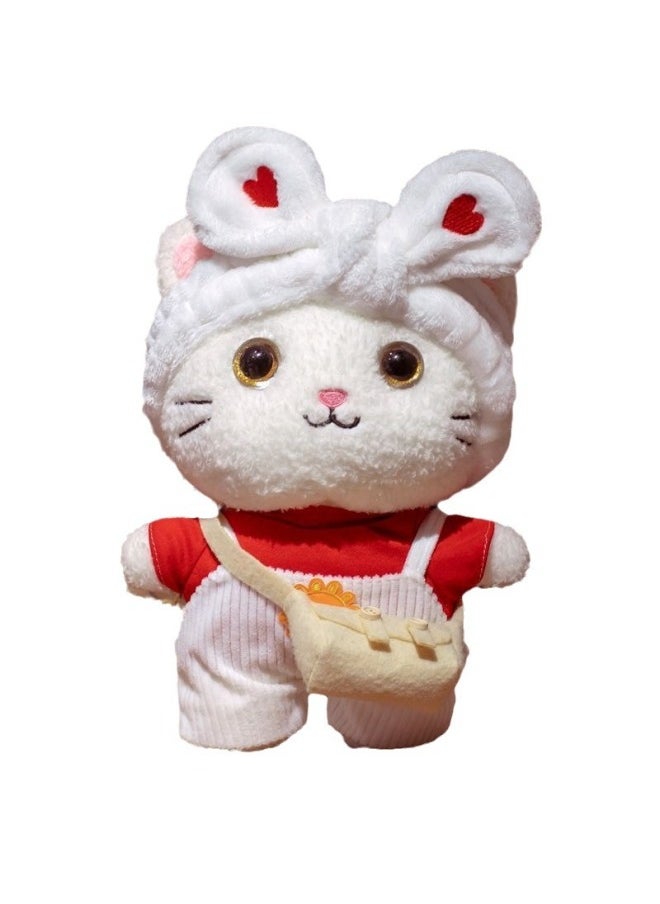 Generic - Internet Celebrity Cute Cat Plush Toy Doll Doll Children's Birthday Gift Small Doll For Girlfriend Girl Cute-Height:5 Colors Love Hair Band + Green Skirt + Strawberry Bag-30cm - Image 1