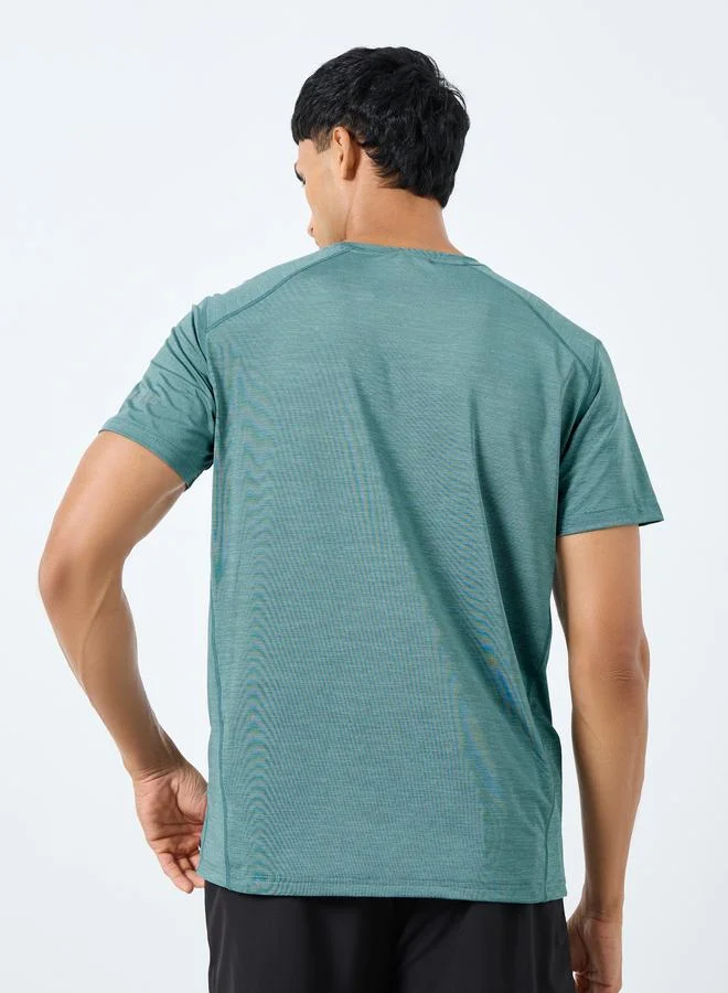 Styli Styli Panel Detailing Quick Dry T-Shirt with Print Detail