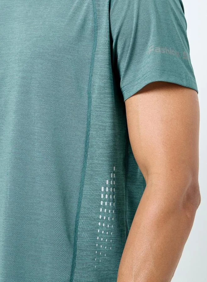 Styli Styli Panel Detailing Quick Dry T-Shirt with Print Detail
