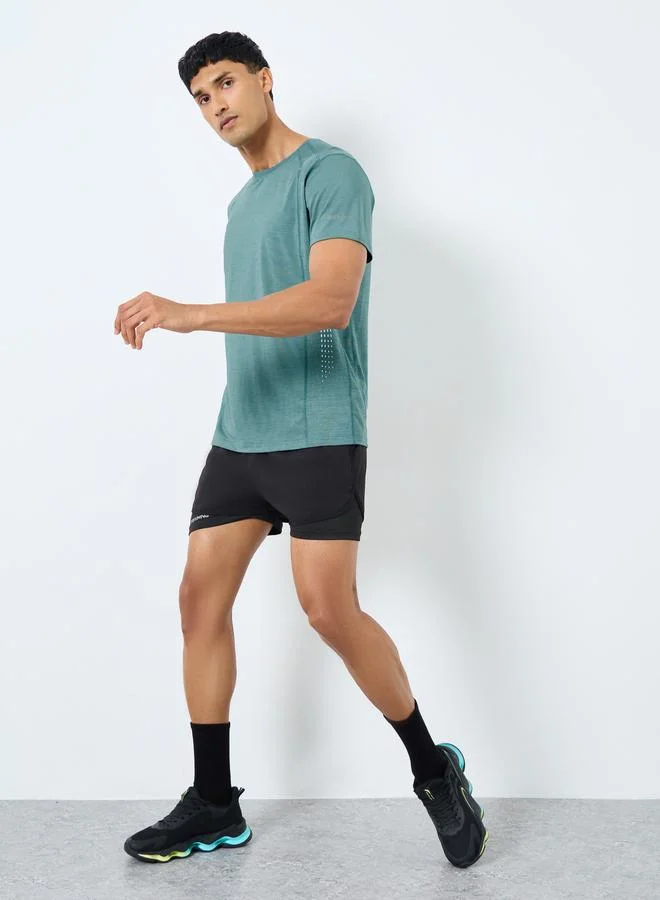 Styli Active Panel Detailing Quick Dry T-Shirt with Print Detail