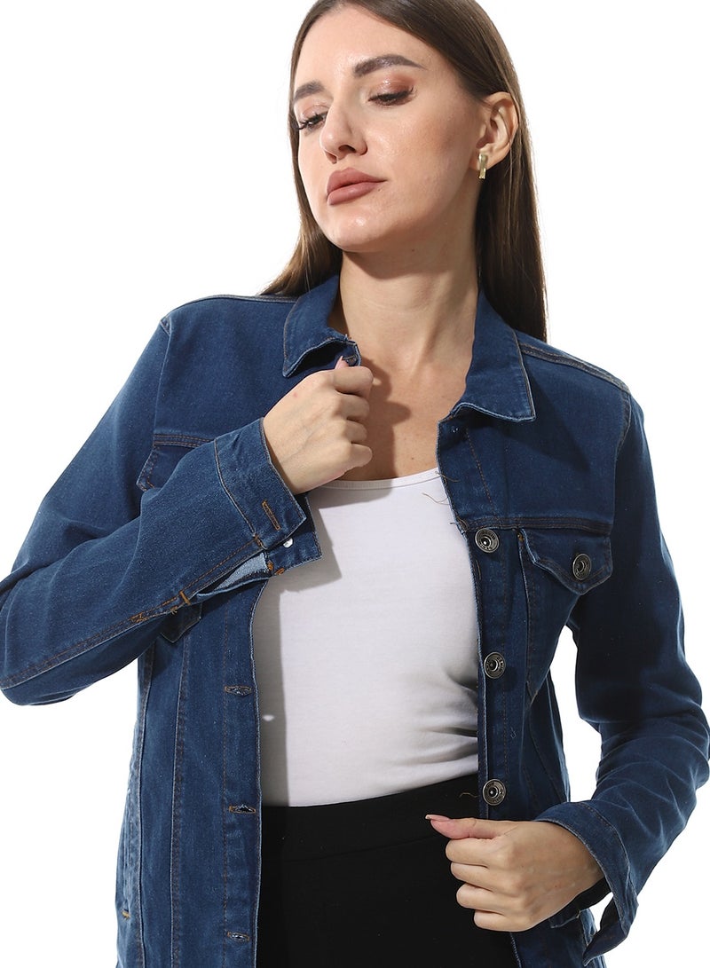 Andora Casual Long Sleeves Denim Jacket - Image 4