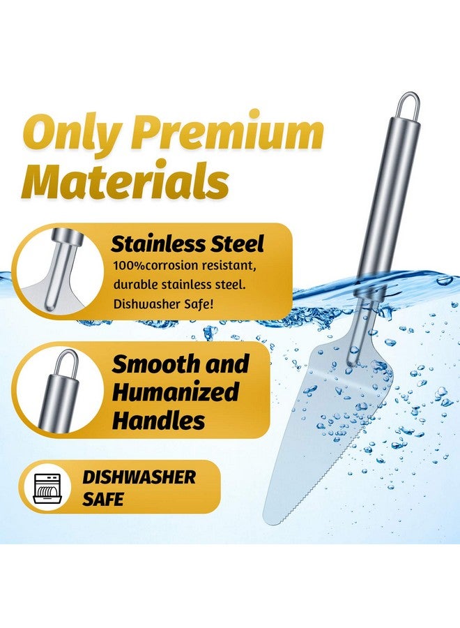 Patelai 4 Pieces Pie Server Set Stainless Steel Pie Spatula Serrated Cake Cutter with Comfortable Handle, Easy to Grip for Cutting and Serving Desserts Brownies Pizza and Cake  - Image 3
