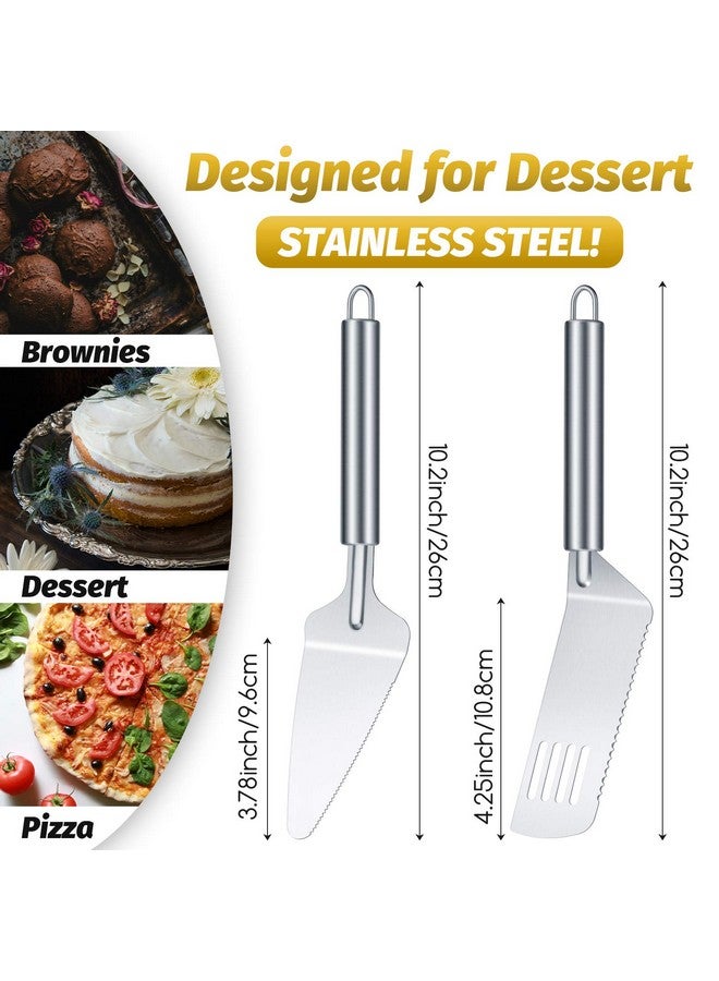 Patelai 4 Pieces Pie Server Set Stainless Steel Pie Spatula Serrated Cake Cutter with Comfortable Handle, Easy to Grip for Cutting and Serving Desserts Brownies Pizza and Cake  - Image 2