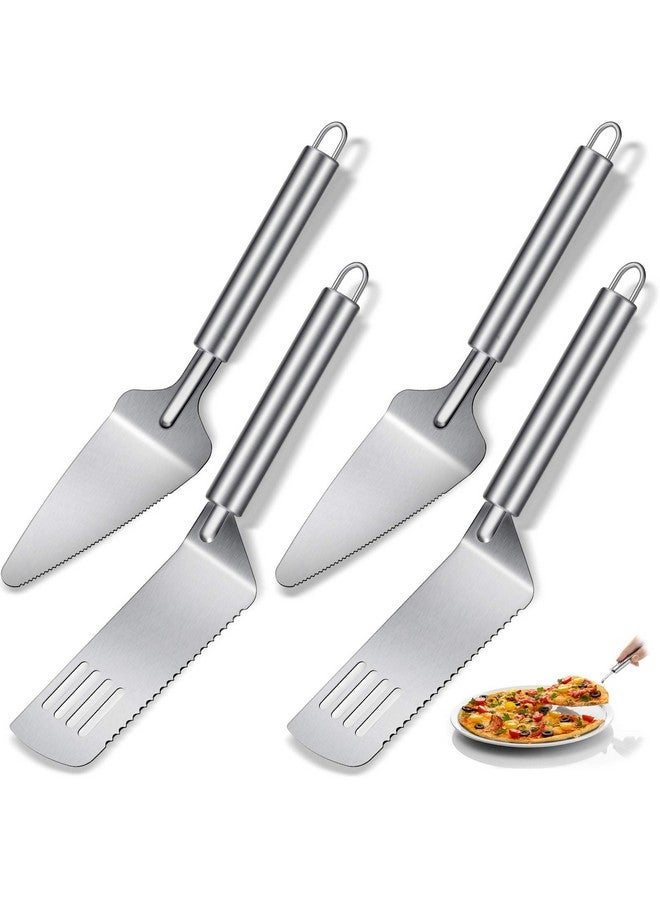 Patelai 4 Pieces Pie Server Set Stainless Steel Pie Spatula Serrated Cake Cutter with Comfortable Handle, Easy to Grip for Cutting and Serving Desserts Brownies Pizza and Cake  - Image 1