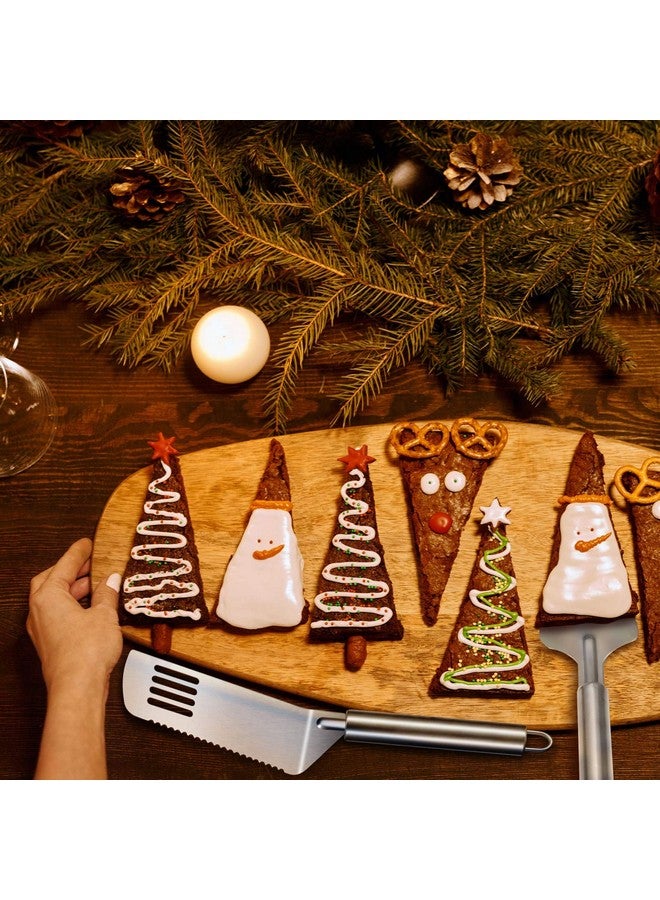 Patelai 4 Pieces Pie Server Set Stainless Steel Pie Spatula Serrated Cake Cutter with Comfortable Handle, Easy to Grip for Cutting and Serving Desserts Brownies Pizza and Cake  - Image 4