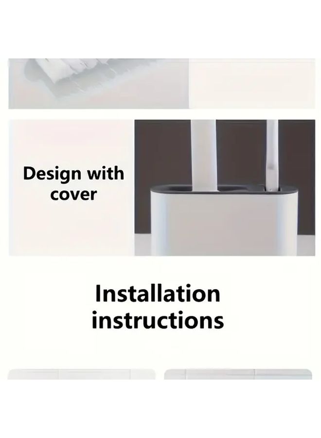 Gray Long Handle Toilet Brush Set With Wall Mount Bracket Hygienic Space Saving Bathroom Cleaning Tool - Image 5