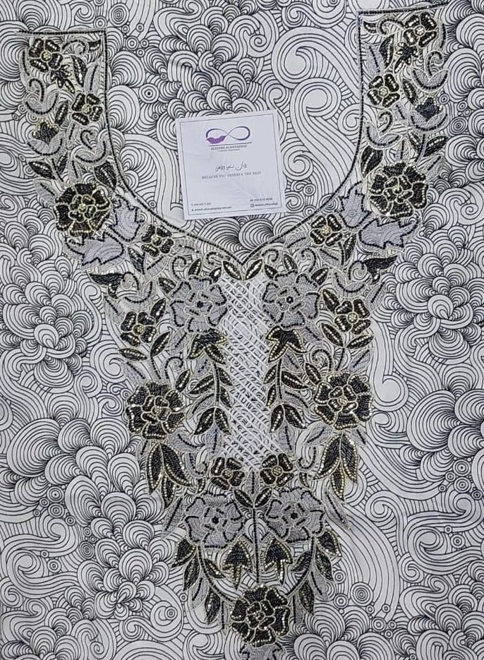 الريش البنفسجي  تطريز مخاوير خليجية  جلابية مطرزة من غير خياطة - Image 2