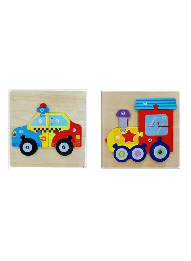 سمونيو لعبة تركيب الصور المقطوعة الخشبية ثلاثية الأبعاد المصنوعة يدويًا للأطفال من سن 3 سنوات فما فوق؛ مكعبات لعب متعددة الألوان لتعلم الحروف الأبجدية والأرقام للأولاد والبنات (18 سم × 18 سم، 2 مركبة) - Image 1