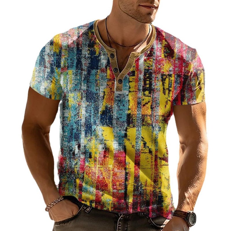 Short-Sleeved T-Shirt Men'S 2024 Summer Plus Size Fashionable Loose Color Printed Top Casual Trendy Brand Men'S Me12 - Image 5