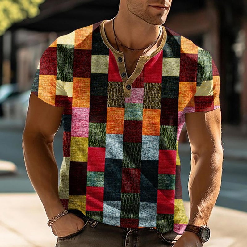 Short-Sleeved T-Shirt Men'S 2024 Summer Plus Size Fashionable Loose Color Printed Top Casual Trendy Brand Men'S Me12 - Image 1
