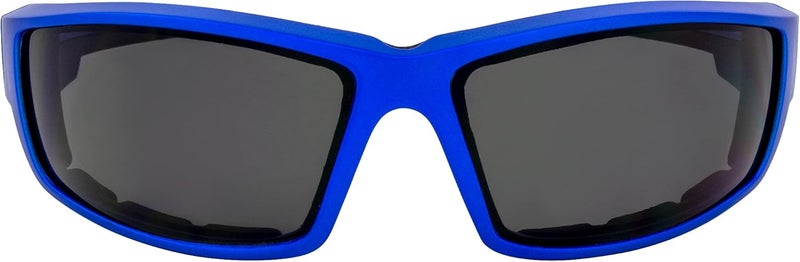 Global Vision نظارات ركوب موتوسيكل ATV padded من Global Vision 3 أزواج مع عدسات مدخنة - إطارات حمراء وزرقاء ورمادية - Image 5