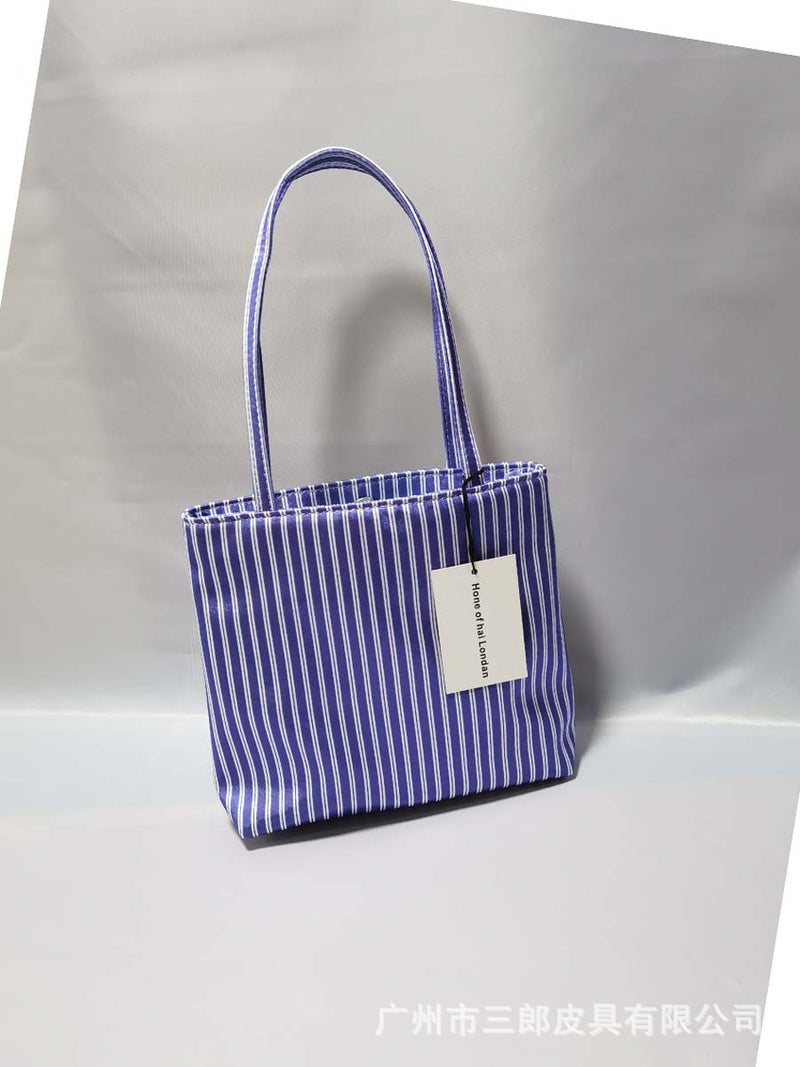 Bag Women'S Korean Style Large Capacity Commuter Retro Underarm Bag Striped Square Bag Casual Shoulder Tote Bag - Image 3