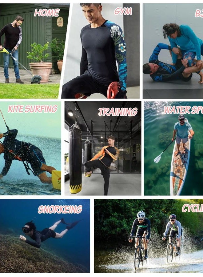 USKOY Men's Rash Guard Long Sleeve Sun Protection UV SPF UPF 50+ Fishing Shirts Lightweight Quick Dry Swim Shirts Nylon Black Orange Large - Image 5