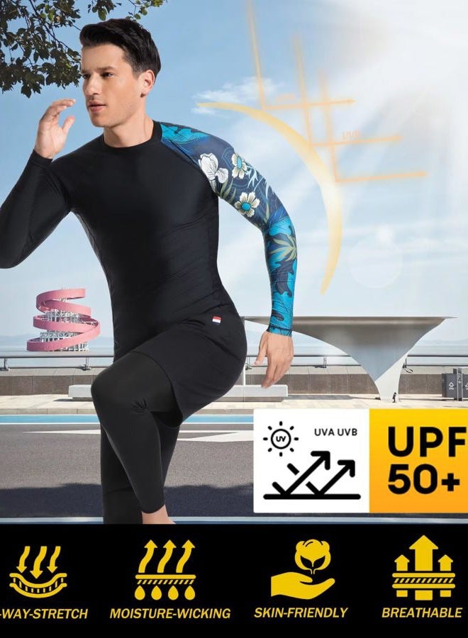USKOY Men's Rash Guard Long Sleeve Sun Protection UV SPF UPF 50+ Fishing Shirts Lightweight Quick Dry Swim Shirts Nylon Black Orange Large - Image 4