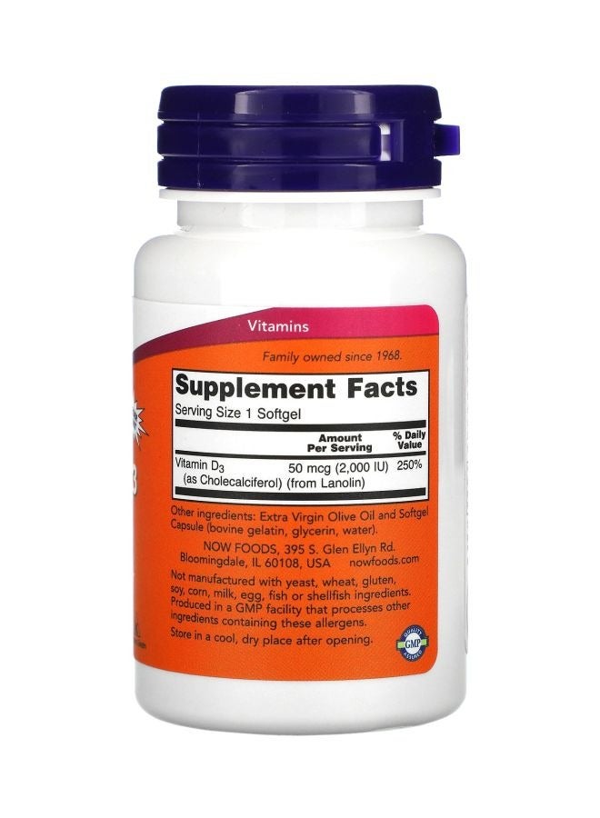 now High Potency Vitamin D-3 2000 Iu Dietary Supplement - 240 Softgels - Image 2