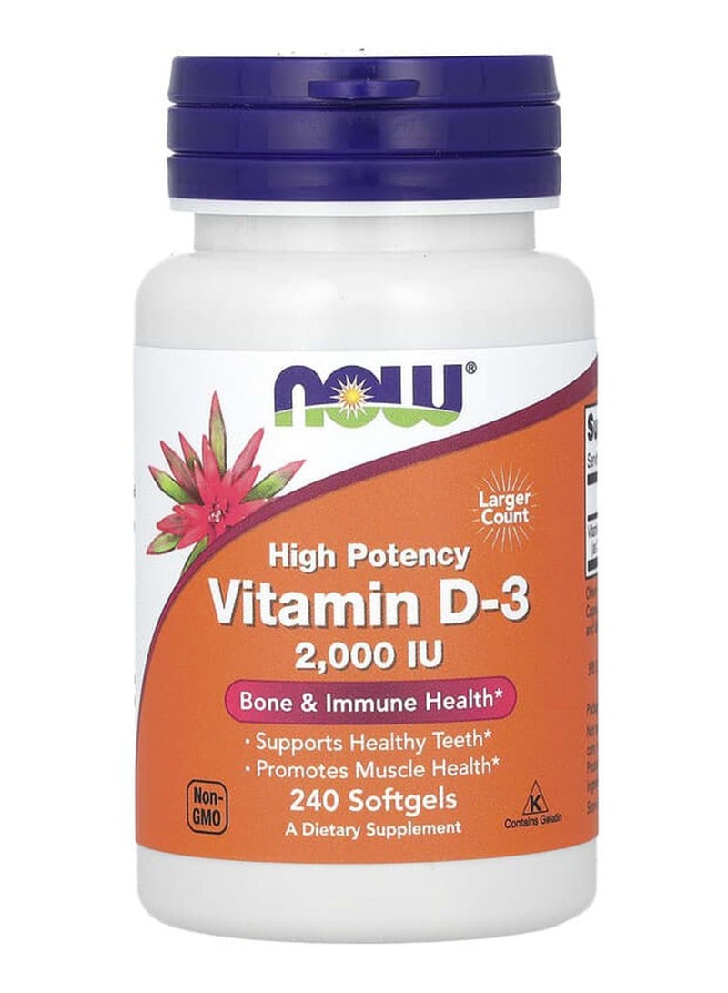 now High Potency Vitamin D-3 2000 Iu Dietary Supplement - 240 Softgels - Image 1