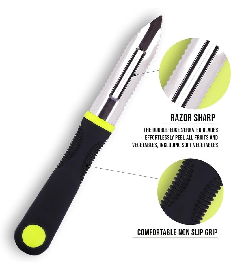 Stewit قشارة فواكه للمطبخ من الفولاذ المقاوم للصدأ، قشارة متعددة الاستخدامات للخضروات والبطاطس (قشارة سوداء) - Image 2