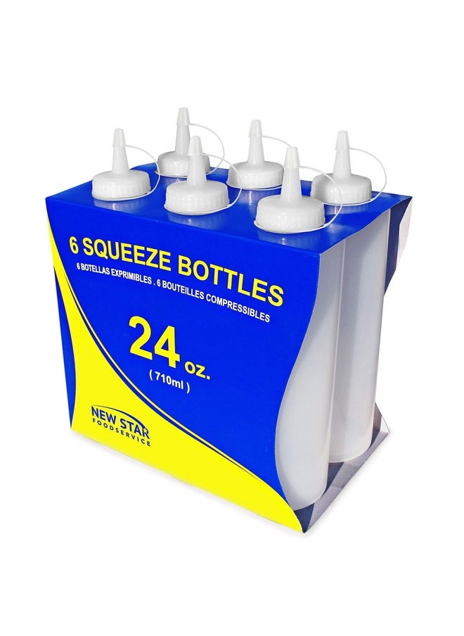 New Star Foodservice New Star Foodservice 26207 Squeeze Bottles, Plastic, 24 oz, Clear, Pack of 6  - Image 1