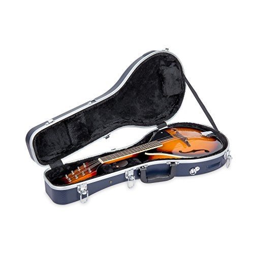 Crossrock ABS Molded Case for A-Style Mandolin | Blue Textured Exterior, Plush Interior, Locking Latch, Shoulder Straps – Lightweight Hardshell Protection (CRA862MABL) - Image 4